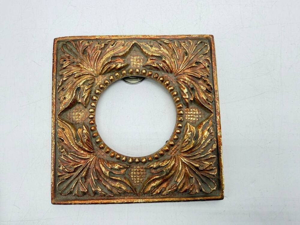 Ornate Resin Square Picture Frame Gold Bronze Floral Round Opening Decor